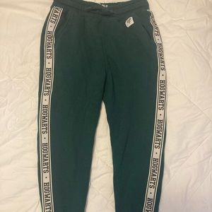 Forest green Hogwarts track pants